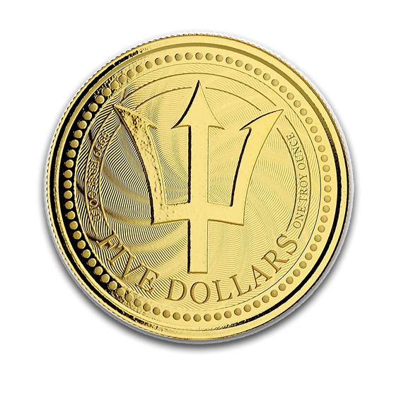 2019 Barbados 1 oz Gold Trident BU 2019 Barbados 1 oz Gold Trident BU
